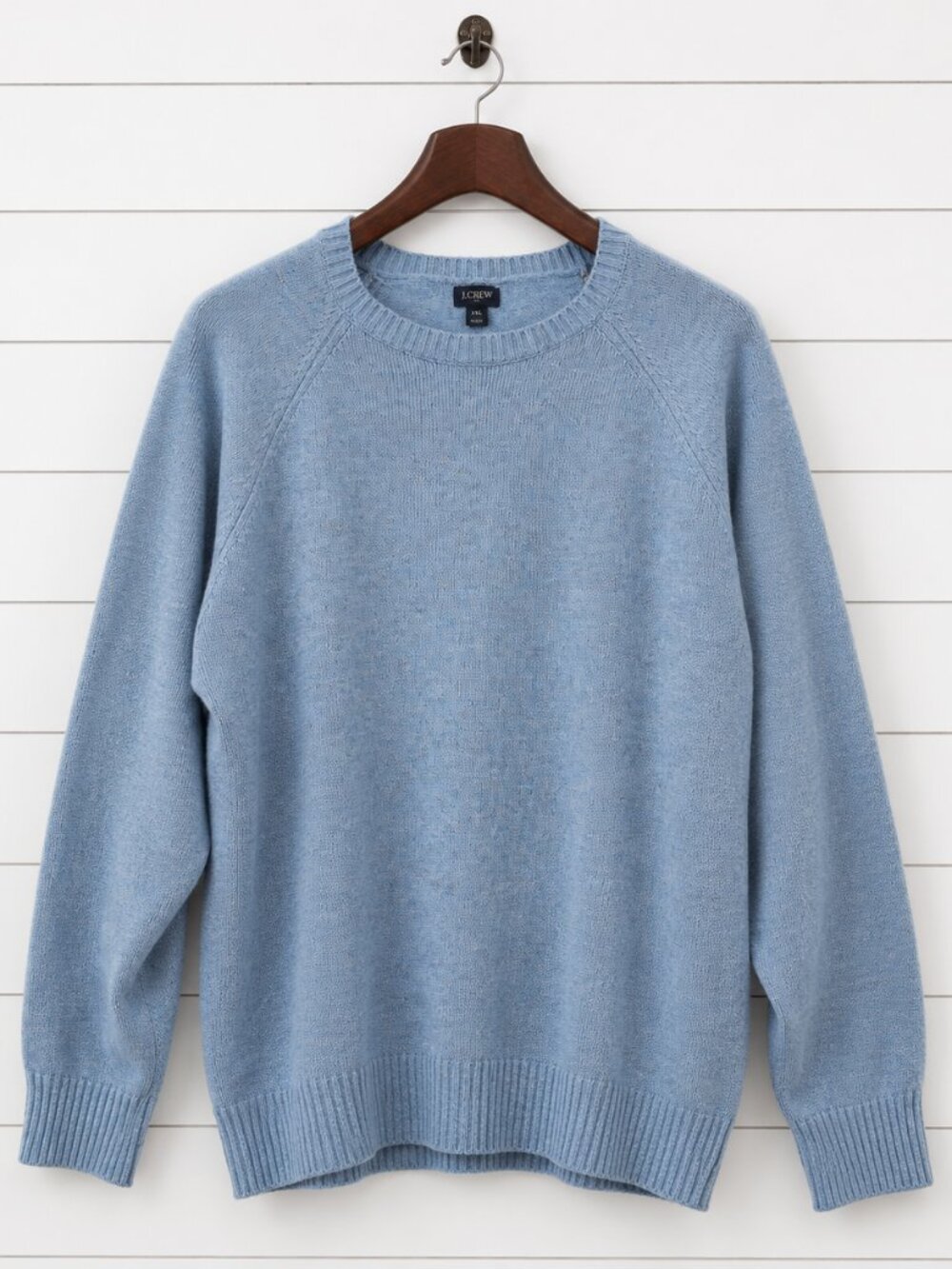 J.Crew Men's XXL Blue Lambswool Blend Crewneck Sweater Preppy Ivy League Classic